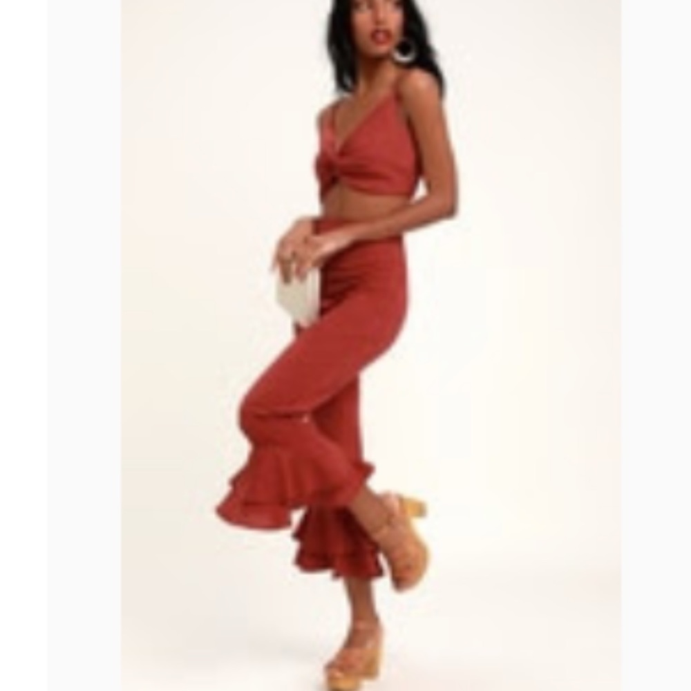 cropped ruffle pants